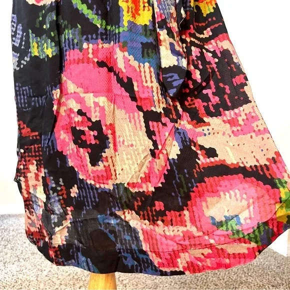 Anthropologie Astrid Needlepoint Floral Pockets V-Neck Dress Modal bobo size M - Picture 7 of 13